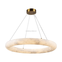 Lustre moderne en laiton finition nordique en albâtre, style américain de luxe pour salon, hôtel, luminaires suspendus