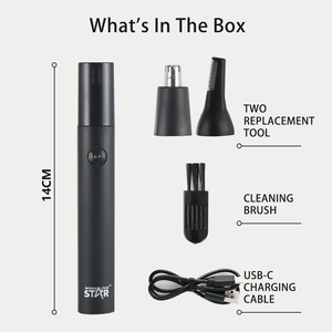 Recortador de vello nasal Winningstar ST-1039 eléctrico, impermeable, negro, para recortar la nariz y las cejas - Product Image 3