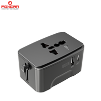 Adaptador de Viaje Universal Foxcan con Certificación CE, Mini Enchufe con 2 Puertos USB para Auriculares y Smartphones
