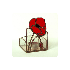 Flor roja con negro <span class=keywords><strong>estambre</strong></span> de vidrio sostenedor de vela de <span class=keywords><strong>cristal</strong></span> hecho a mano arte trabajo - Product Image 2