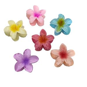 Jepit Rambut Bunga Hawaii Besar 8cm untuk Anak Perempuan, Jepit Plastik Model Cakar, Jepit Rambut Bunga Frangipani Plumeria - Product Image 5
