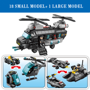 โรงงานเลเล่บราเธอร์ ขายส่ง ชุดตัวต่อตำรวจ ซีรีส์ SWAT เฮลิคอปเตอร์ ของเล่นตัวต่อสำหรับเด็กผู้ชาย - Product Image 3