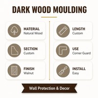 Moulures en bois foncé, bandes de protection d'angle en noyer naturel, taille personnalisée pour la protection et la décoration des murs intérieurs