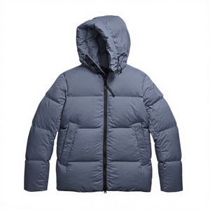 Men's Women's Brown PU Puffer Jacket <b>Hoodies</b> Zipper Closure Waterproof Breathable Reflective Summer Coat Casual Style Slim Fit - Product Image 5