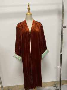 Bata de Noche Elegante de Terciopelo Natural, Transpirable, Larga, Tipo Cárdigan, con Estampado Floral, Tallas Personalizadas para <span class=keywords><strong>Mujer</strong></span> - Product Image 2