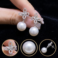 Boucles d'oreilles pendantes de luxe à grande perle unique pour femme, design perle mobile et oscillante, ton or et argent, usage quotidien