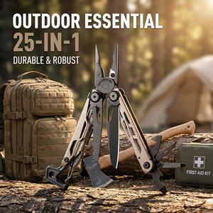 Outil pliant multifonctionnel <span class=keywords><strong>en</strong></span> acier inoxydable - Compact, léger, portable pour le <span class=keywords><strong>camping</strong></span>, la randonnée, l'alpinisme, les voyages <span class=keywords><strong>en</strong></span> voiture, la réparation - Product Image 2