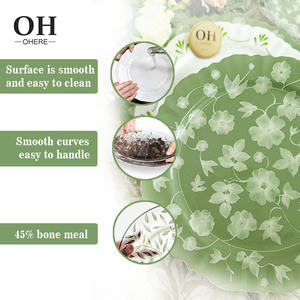 Ohere Bone China bruiloft charger plate <span class=keywords><strong>vintage</strong></span> groene bloemen handgemaakte decoratieve borden tafeldecoratie voor bruiloften & evenementen & verhuur - Product Image 6