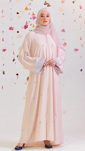 Robe maxi musulmane pour femmes de Dubaï, bleu marguerite, broderie de perles luxueuse, Jubah Hijab Manqalim Inbalqa, Abaya pour filles - Product Image 2