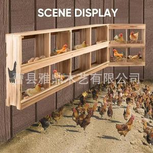 Nido de madera para gallinas, montado en la pared, con compartimentos divididos para la cría de pollos - Product Image 1