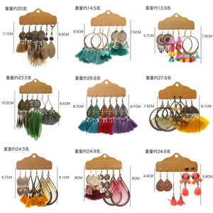 Boucles d'oreilles pendantes bohèmes à pampilles pour femmes, bijoux fantaisie, accessoires de fête colorés, ensemble de boucles d'oreilles en alliage métallique - Product Image 2