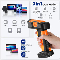 Escáner de Código de Barras Inalámbrico EV-B2100, Lector de Códigos de Barras 1D y 2D de Grado Industrial, Lector de Códigos QR USB PDF417 para IOS, Android, IPAD