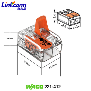 Connecteur Prix d'usine 221-412 Connecteur à poussoir à 2 pôles Connexion rapide WAGOS pour câblage 4mm² Connecteur d'origine allemand - Product Image 3