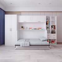 Lit escamotable moderne simple et multifonctionnel personnalisable avec bibliothèque de bureau intégrée Armoire supérieure Armoire petite et invisible