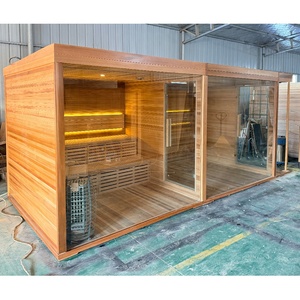 Sauna de Cedro Rojo de Diseño Moderno para Exteriores, Bañera de Hidromasaje Grande, Personalizable, con Calentador Eléctrico, para 6-8 Personas, Ideal para Proyectos de Resorts - Product Image 2