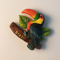 Aimant de réfrigérateur 3D peint en forme de toucan brésilien, style sud-américain, souvenir touristique, cadeau, objet de collection, décoration intérieure, cuisine, fabriqué en Chine