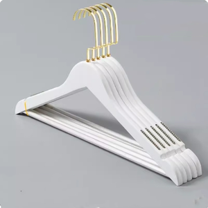 Percha de madera de alta calidad con logotipo personalizado percha de madera blanca/negra perchas de ropa - Product Image 2