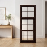 Fenêtres à guillotine en bois DEMEA, design grillagé, fenêtres à guillotine en bois modernes, fenêtres en bois massif, design