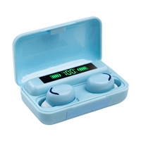 F9 TWS earbud In-Ear nirkabel untuk olahraga 5.3, headphone olahraga dengan kontrol gigi biru, tampilan Digital, indikator baterai
