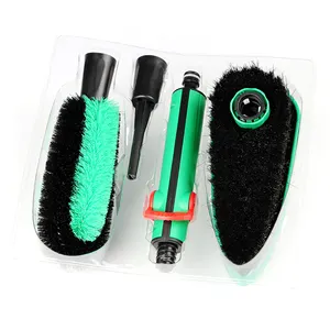 China manufacture 5pcs wheel cleaning brush with high pressure water gun head for car vehicle interior cleaning