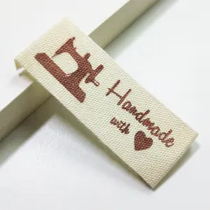 El yapımı aşk pamuk baskılı etiket yıkanabilir giyim etiketleri el yapımı kabartmalı etiketleri Diy bayrak etiketleri