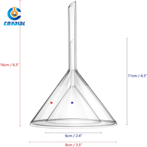 Imbuto in Vetro Trasparente Cordial con Stelo Corto da <span class=keywords><strong>50mm</strong></span> per Uso di Laboratorio - Product Image 3