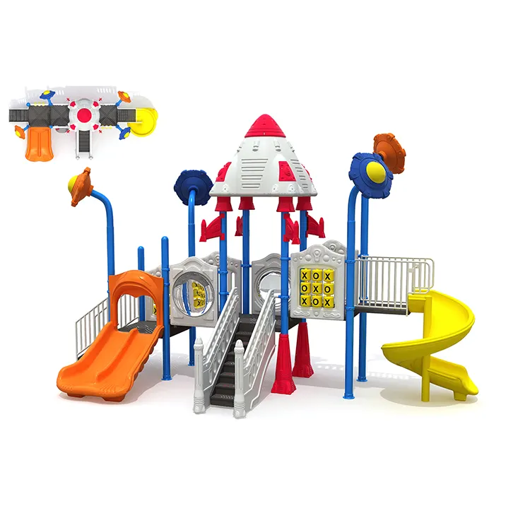 Outdoor Children Playground Equipment Kids Plastic Slides Galvanized Pipe Steel Custom Manufacture Plastic Playhouse TY-1LZW