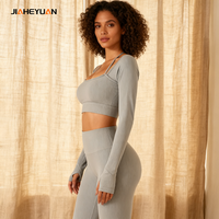 Ensemble de haut et de leggings de yoga d'été à manches longues personnalisés en deux pièces pour femmes Gym Workout Fitness Outfit High Waist Athletic Activewear