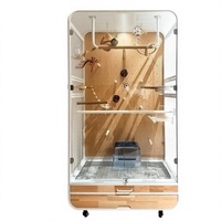 Cage à oiseaux de grande taille pour perroquets, style villa, mobile, en bois massif et fer forgé, panoramique, anti-UV, forme carrée/ronde, pour le dropshipping