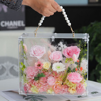 Fabrikneues Design Konservierte Blumen-Handtasche Geschenk mit Anpassungsmöglichkeit für Muttertag Valentinstag Weihnachten Ewiges Blumenarrangement