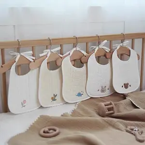 INS Baby Bib Với Cartoon Animal Cotton Thêu Muslin 2 Lớp Vải Ợ & Thấm Cho Trẻ Sơ Sinh Và Trẻ Mới Biết Đi