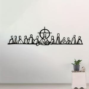 1 pièce, art mural en métal, <span class=keywords><strong>La</strong></span> Cène, décoration religieuse chrétienne pour <span class=keywords><strong>la</strong></span> maison, design minimaliste, silhouette noire, parfait pour <span class=keywords><strong>la</strong></span> décoration intérieure - Product Image 1