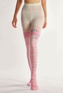 <span class=keywords><strong>Collants</strong></span> à rayures et pois imprimés, motif canard mandarin, tricotés en câble bidimensionnel asymétrique, <span class=keywords><strong>bas</strong></span> <span class=keywords><strong>de</strong></span> compression en nylon tendance - Product Image 2