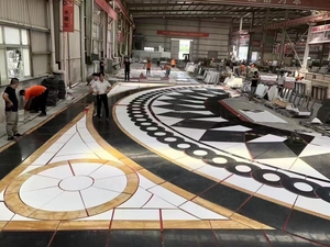 Diseño de Alfombra de Panel de Mármol Moderno de Alta Calidad Personalizado, Incrustaciones de Latón, Medallón de Piso con Chorro de Agua, Mosaico de Piedra, Precio Bajo - Product Image 3