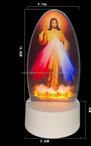 Lámpara Nocturna Moderna LED 3D de Acrílico con <span class=keywords><strong>Luz</strong></span> Cálida de Jesús, Virgen María y Salvador, Regalo para Sala de Estar, Lámpara Religiosa - Product Image 3