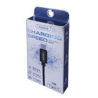Boîte d'emballage de câble USB de charge rapide pour téléphone portable, impression offset personnalisée en gros, avec support, couleur noire