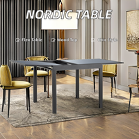 Vente en gros OEM ODM de table à manger extensible en bois MDF blanc meubles de salle à manger design nordique moderne pour hôtel café cuisine restaurant