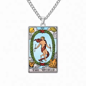 Tarocchi stampa a colori collana principale arcani ciondolo collana estetica buona fortuna amuleto in acciaio inox gioielli regalo - Product Image 6