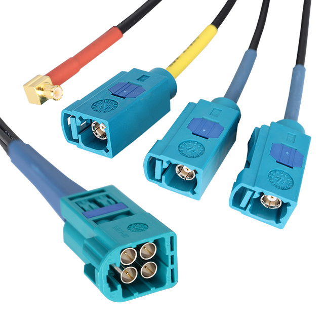 Custom Cable Fakra Male Female Connector Adapter Mini Fakra 4 in 1 to Fakra MCX SMA SMB RF Coaxial Antenna Cable