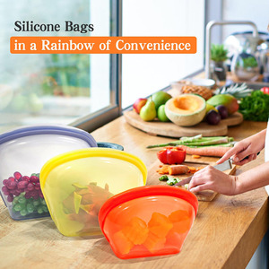 Kitchen Silicone Reusable Eco-Friendly <b>Vacuum</b> Compressed Food Storage Multipack Clear Freezer <b>Bags</b> Double Lock Seal <b>Bags</b> - Product Image 6