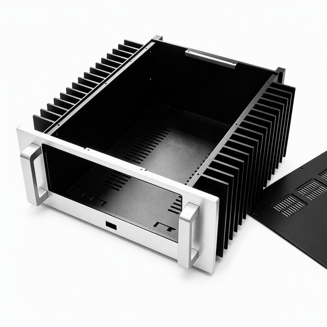 ODM OEM All Aluminum Alloy Class a Amplifier Chassis DIY Hifi Audio Enclosure with Heat Sink Fins IP54 Rated Explosion-Proof