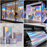 Rollo de Vinilo Holográfico Láser Imprimible, Autoadhesivo de Alta Adhesión, Resistente al Agua y a los Rayos UV, Ecológico, para Publicidad, 1.27m x 50m