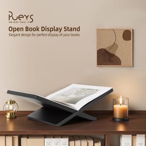 Support d'affichage ouvert, grand porte-livres en bois, support <span class=keywords><strong>de</strong></span> table basse, chevalet en bois pour magazines, œuvres d'art, livres <span class=keywords><strong>de</strong></span> cuisine, Bible, Coran - Noir - Product Image 2