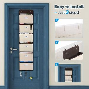 Wall Mount Over the Door Hanging <b>File</b> Organizer 6 Pockets Office Versatile <b>Storage</b> Document Organizer Holder for Office School - Product Image 4