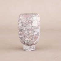 Table d'appoint en terrazzo de marbre rose naturel, table d'angle en pierre artistique pour salon, maison de rêve