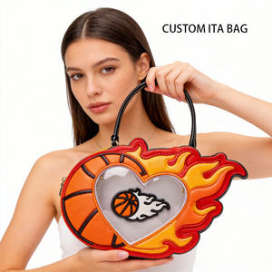 Bolso Ita Personalizado con Forma Novedosa, Temática Deportiva, Baloncesto, Llama, Corazón, con Ventana Transparente para Exhibir Pins <span class=keywords><strong>de</strong></span> Anime - Product Image 2