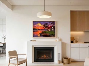Decorazione Murale con Lago, Stampa su Tela con Cornice di un Glorioso Tramonto Sopra la Fiume Olandese - Product Image 2