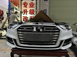Pare-chocs avant en fibre de carbone pour <span class=keywords><strong>Audi</strong></span> A3/<span class=keywords><strong>S3</strong></span> RS3 (2017-2020) avec découpes pour capteurs d'aide au stationnement, fixation par boulons, installation facile, universel - Product Image 2