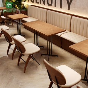Ensemble <span class=keywords><strong>de</strong></span> meubles commerciaux en bois rétro pour café, <span class=keywords><strong>restaurant</strong></span>, hôtel-<span class=keywords><strong>Table</strong></span> à manger <span class=keywords><strong>et</strong></span> chaises avec siège <span class=keywords><strong>de</strong></span> canapé pour cafés - Product Image 4