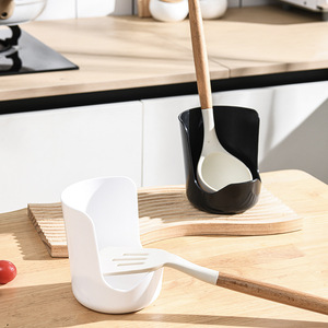 Multi Functional <b>Kitchen</b> <b>Storage</b> Rack Pot Lid Holder Ladle Rack Cutting Board Stand Chopstick Holder Plastic Black White - Product Image 1